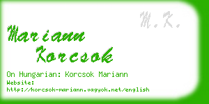 mariann korcsok business card